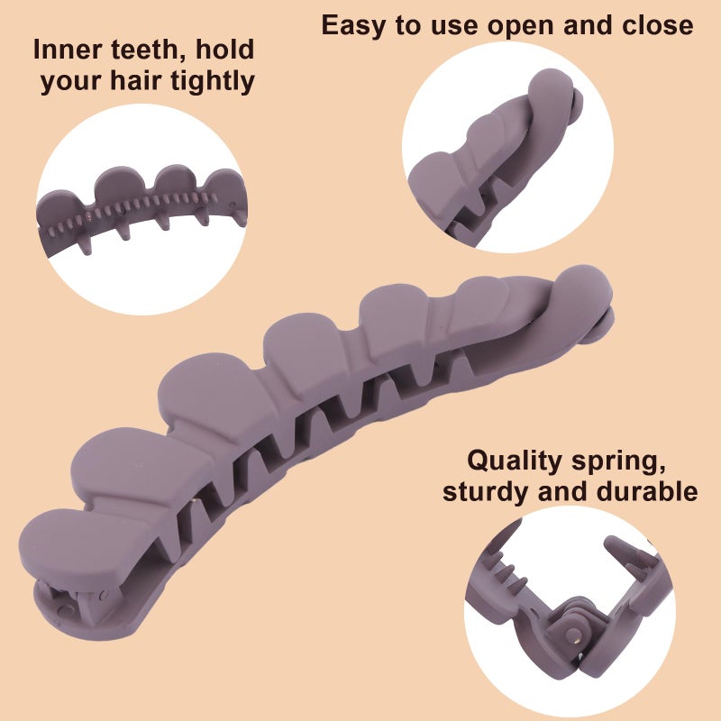 هابدو مجموعة هابدو من 4 مشابك شعر على شكل موزة للشعر الخفيف، مشبك شعر غير لامع على شكل موزة للنساء لإضفاء كثافة على تسريحات الشعر، ملحقات كبيرة وقوية لتثبيت ذيل الحصان والكعكة (شكل مموج) - Image 3